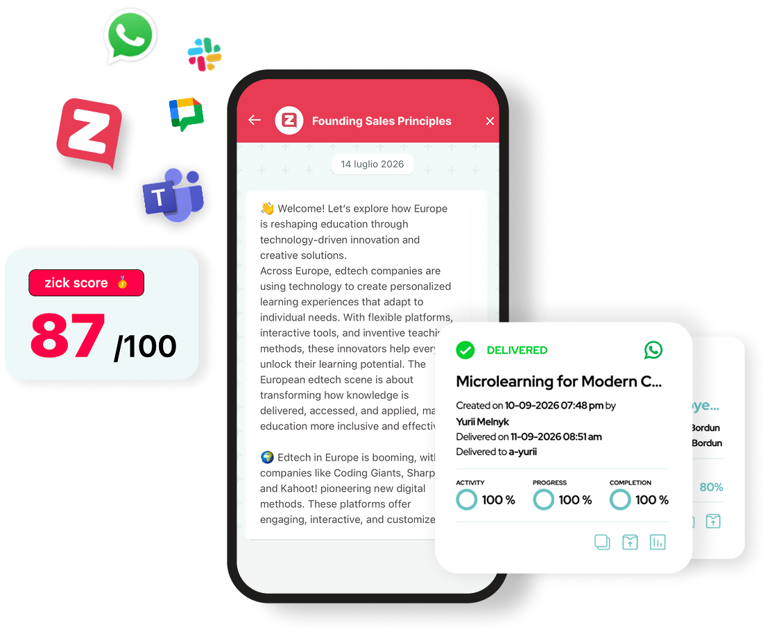 A lesson on the phone, the Insights panel and delivery on WhatsApp, Teams, Slack and Google Chat